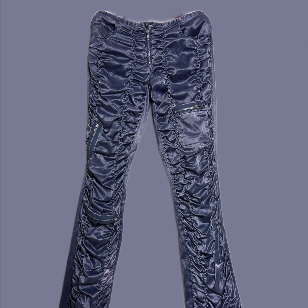 Seven7 Purple Trousers with Ruched Texture